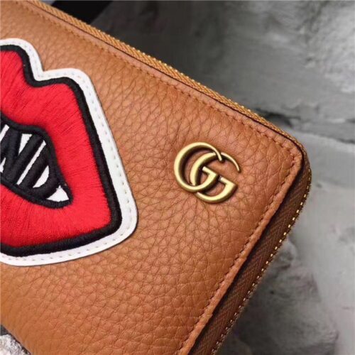 High Quality Luxury Gucci Leather Zip Around Wallet With Mouth (2 Colors) product detail