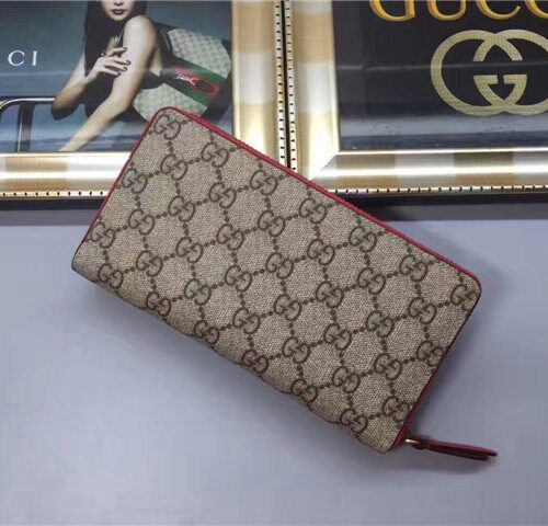High Quality Luxury Gucci GG Supreme Zip Around Wallet With Cherries product detail