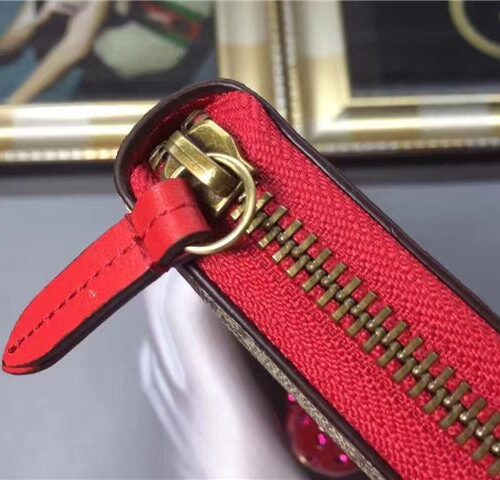 High Quality Luxury Gucci GG Supreme Zip Around Wallet With Cherries product detail