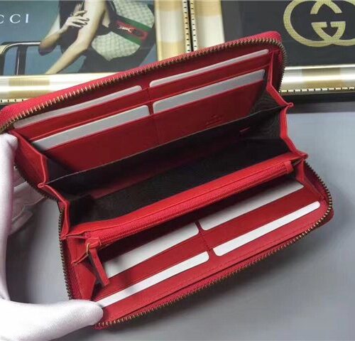 High Quality Luxury Gucci GG Supreme Zip Around Wallet With Cherries product detail