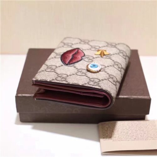 High Quality Luxury Gucci Card Case With Embroidered Face Red alternate view
