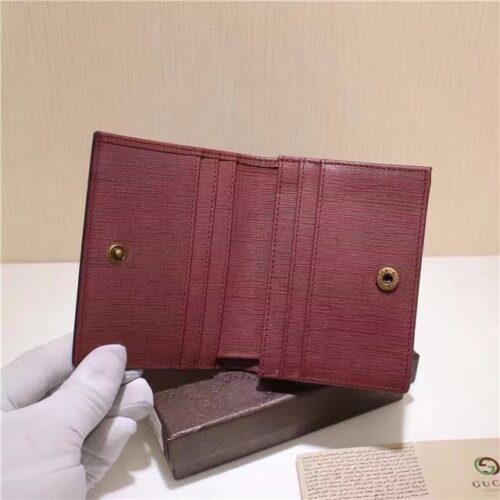 High Quality Luxury Gucci Card Case With Embroidered Face Red product detail