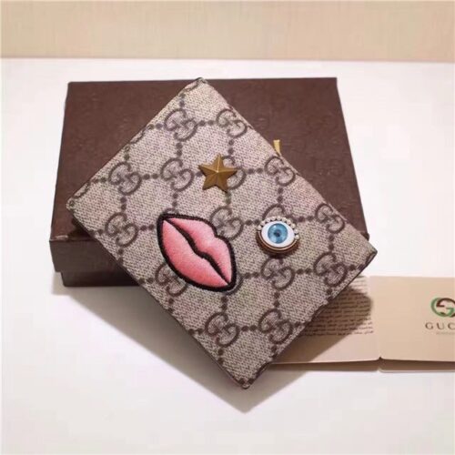 High Quality Luxury Gucci Card Case With Embroidered Face Pink