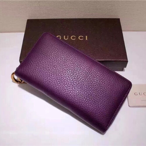 High Quality Luxury Gucci GG Marmont Purple Leather Wallet