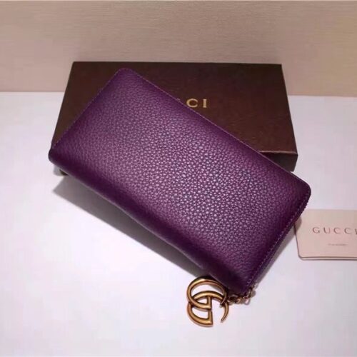 High Quality Luxury Gucci GG Marmont Purple Leather Wallet product detail