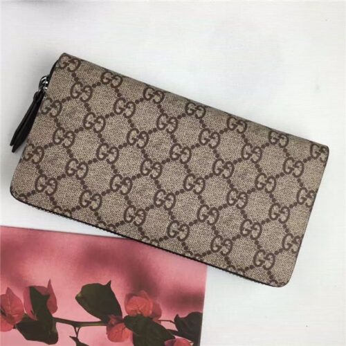 High Quality Luxury Gucci GG Supreme Zip Around Wallet Bee Print product detail