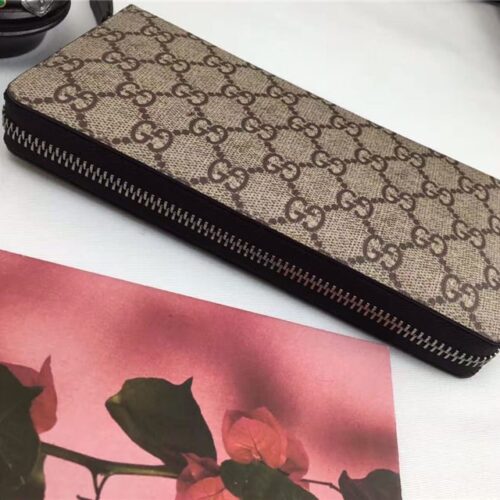 High Quality Luxury Gucci GG Supreme Zip Around Wallet Bee Print product detail