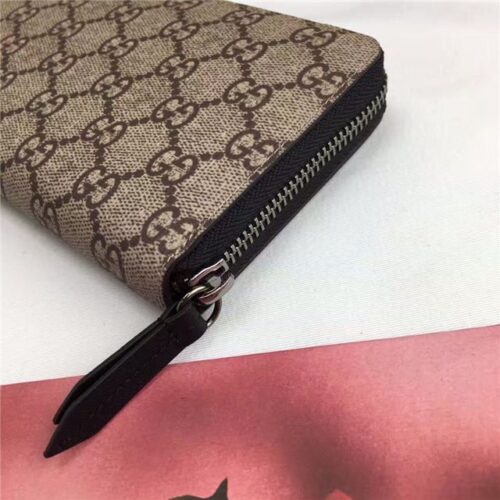 High Quality Luxury Gucci GG Supreme Zip Around Wallet Bee Print product detail