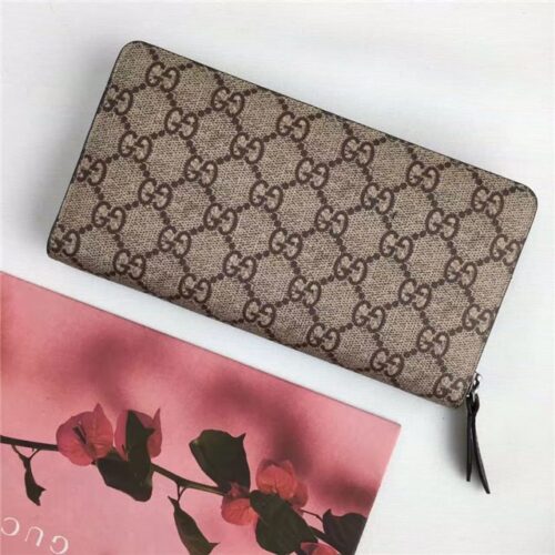 High Quality Luxury Gucci GG Supreme Zip Around Wallet Snake Print product detail