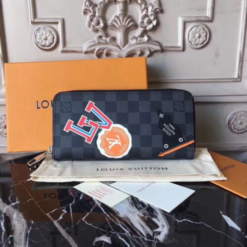 High Quality Luxury Louis Vuitton Zippy Wallet Vertical Damier Graphite Stickers