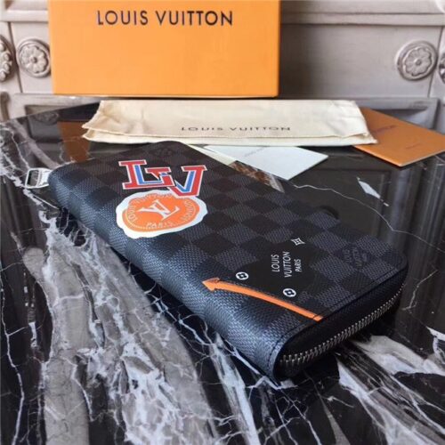 High Quality Luxury Louis Vuitton Zippy Wallet Vertical Damier Graphite Stickers product detail