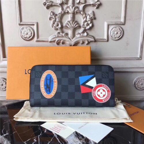 High Quality Luxury Louis Vuitton Zippy Wallet Vertical Damier Graphite Stickers product detail
