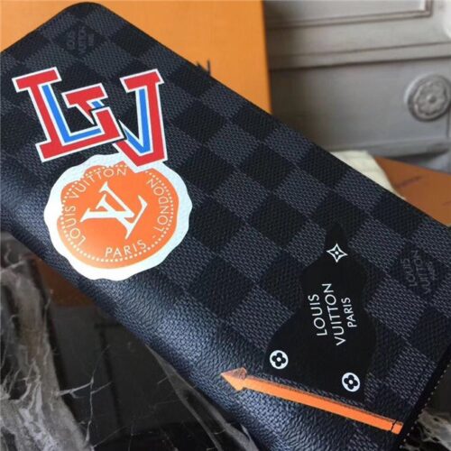 High Quality Luxury Louis Vuitton Zippy Wallet Vertical Damier Graphite Stickers product detail