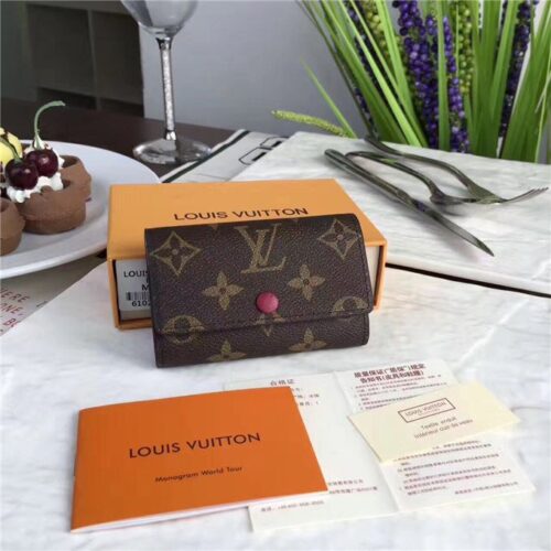 High Quality Luxury Louis Vuitton Monogram 6 Key Holder Fuchsia