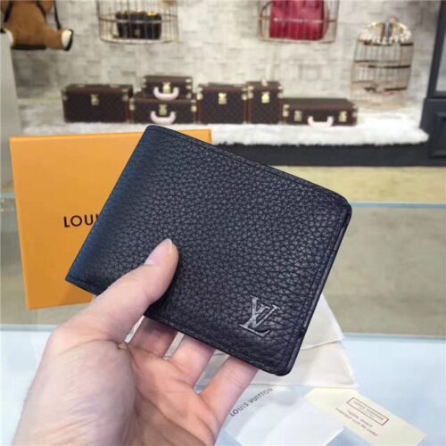 High Quality Luxury Louis Vuitton Multiple Wallet Taurillon Leather Noir