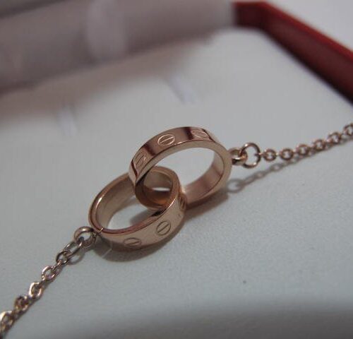 High Quality Luxury Cartier Rose Gold Plated Chain Link Baby Love Bracelet alternate view