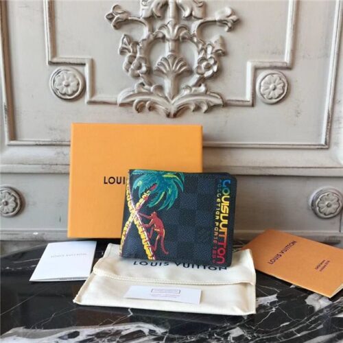 High Quality Luxury Louis Vuitton Multiple Wallet Damier Cobalt Canvas
