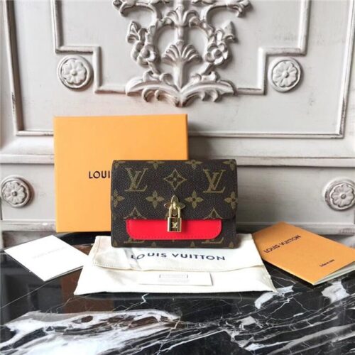 High Quality Luxury Louis Vuitton Flower Compact Wallet Coquelicot