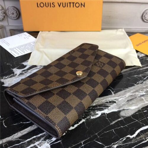 High Quality Luxury Louis Vuitton Sarah Wallet Damier Ebene Brown alternate view