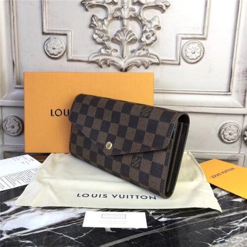High Quality Luxury Louis Vuitton Sarah Wallet Damier Ebene Brown product detail