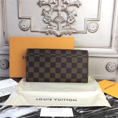 High Quality Luxury Louis Vuitton Sarah Wallet Damier Ebene Brown product detail