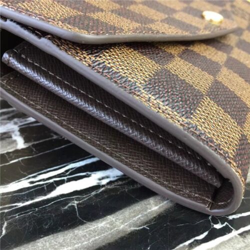 High Quality Luxury Louis Vuitton Sarah Wallet Damier Ebene Brown product detail