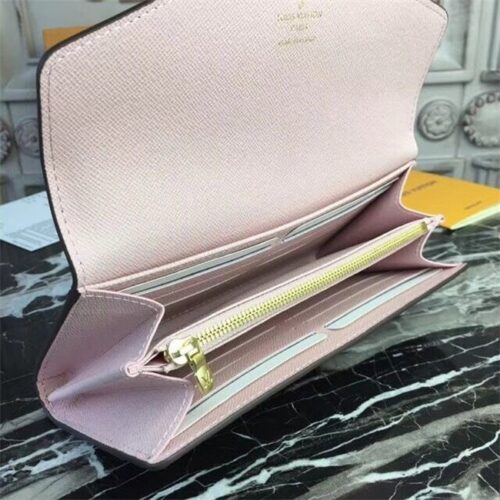 High Quality Luxury Louis Vuitton Sarah Wallet Damier Ebene Rose Ballerine product detail
