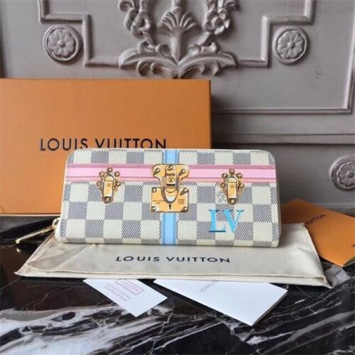High Quality Luxury Louis Vuitton Clemence Wallet Damier Azur Canvas