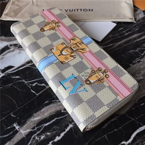 High Quality Luxury Louis Vuitton Clemence Wallet Damier Azur Canvas alternate view