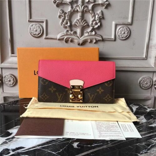 High Quality Luxury Louis Vuitton Pallas Wallet Rose Litchi