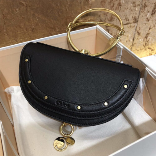 High Quality Luxury Chloe Nile Minaudiere Biscotti Beige Bag Black