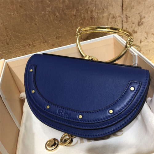 High Quality Luxury Chloe Nile Minaudiere Biscotti Beige Bag Blue