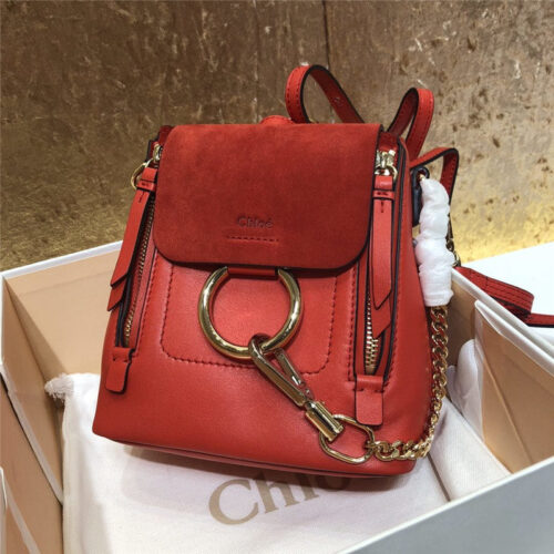 High Quality Luxury Chloe Faye Backpack Mini Red