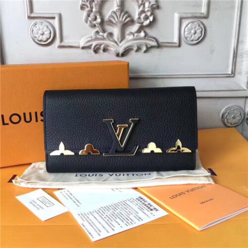 High Quality Luxury Louis Vuitton Capucines Wallet Noir