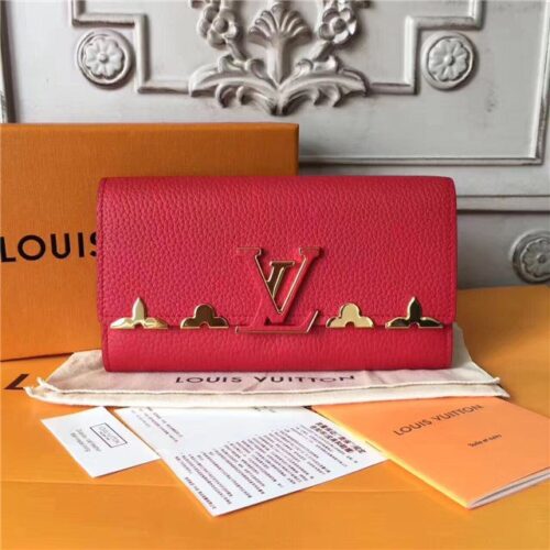 High Quality Luxury Louis Vuitton Capucines Wallet Red