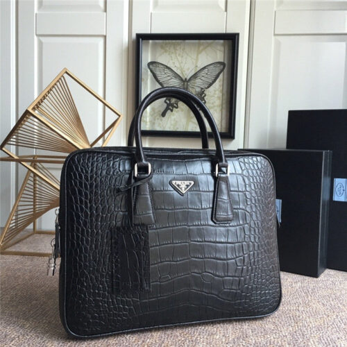 High Quality Luxury Prada Mens Briefcase Mens Bag