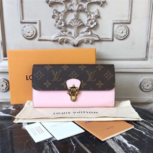 High Quality Luxury Louis Vuitton Cherrywood Wallet Patent Leather Rose Ballerine