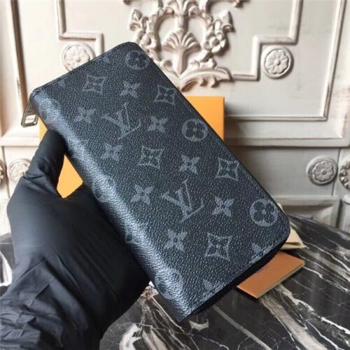 High Quality Luxury Louis Vuitton Zippy Wallet Vertical Monogram Eclipse Canvas