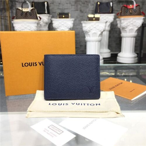 High Quality Luxury Louis Vuitton Slender Id Wallet Taiga Leather Bleu Marine