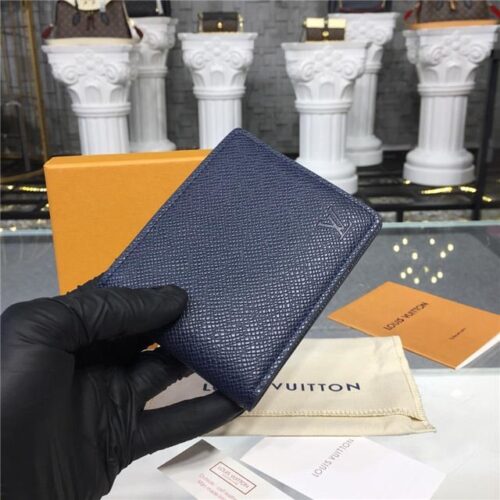 High Quality Luxury Louis Vuitton Slender Id Wallet Taiga Leather Bleu Marine alternate view