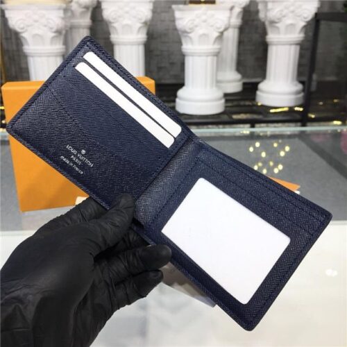 High Quality Luxury Louis Vuitton Slender Id Wallet Taiga Leather Bleu Marine product detail