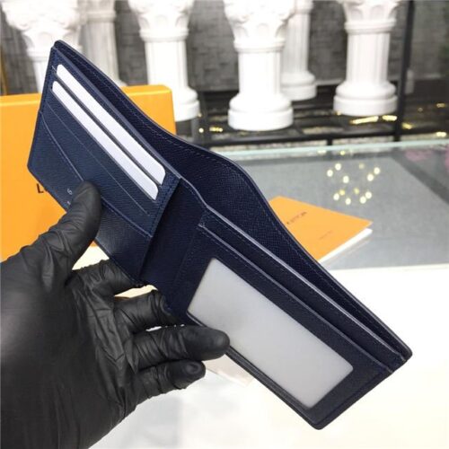 High Quality Luxury Louis Vuitton Slender Id Wallet Taiga Leather Bleu Marine product detail