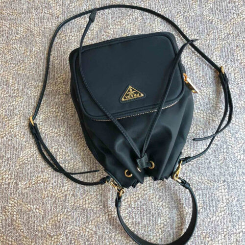 High Quality Luxury Prada Classic Nylon Drawstring Womens Bucket Bag product detail