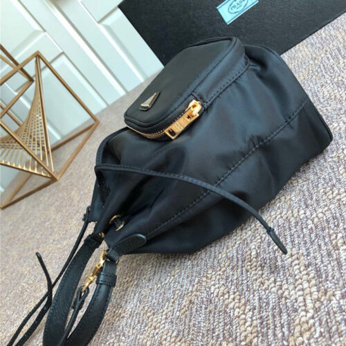 High Quality Luxury Prada Classic Nylon Drawstring Womens Bucket Bag product detail
