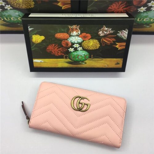 High Quality Luxury Gucci GG Marmont Zip Around Wallet (Varied Colors) – Style 87155 product detail