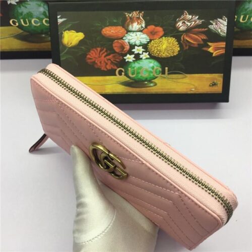 High Quality Luxury Gucci GG Marmont Zip Around Wallet (Varied Colors) – Style 87155 product detail