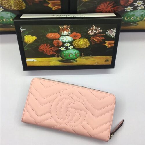 High Quality Luxury Gucci GG Marmont Zip Around Wallet (Varied Colors) – Style 87155 product detail