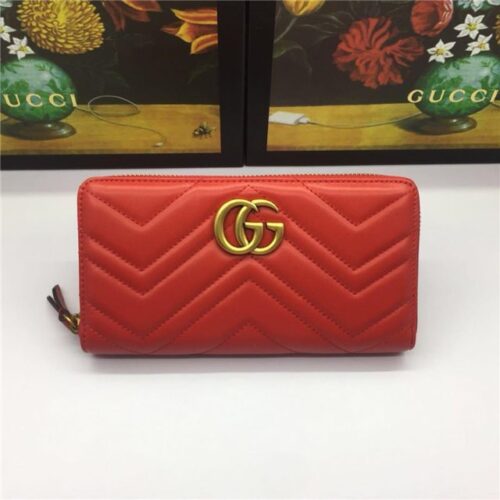 High Quality Luxury Gucci GG Marmont Zip Around Wallet (Varied Colors) – Style 87155 product detail