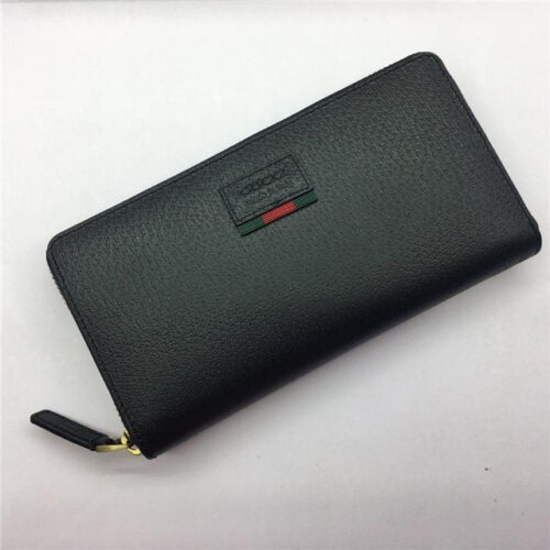 High Quality Luxury Gucci Leather Zip Around Wallet With Web alternate view
