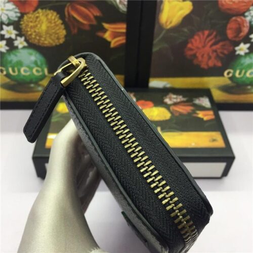High Quality Luxury Gucci Leather Zip Around Wallet With Web product detail